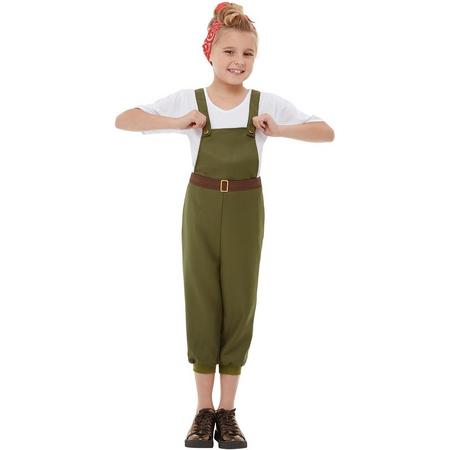 Boeren Tirol & Oktoberfest Kostuum | Stoere Boerenmeid Leger | Meisje | Large | Carnaval kostuum | Verkleedkleding